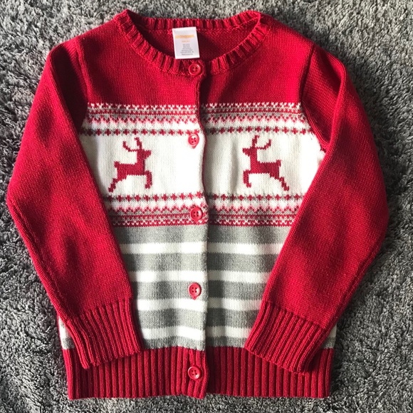 SOLD!!! Gymboree Unisex Red Reindeer Holiday Knit Cardigan - Picture 1 of 9